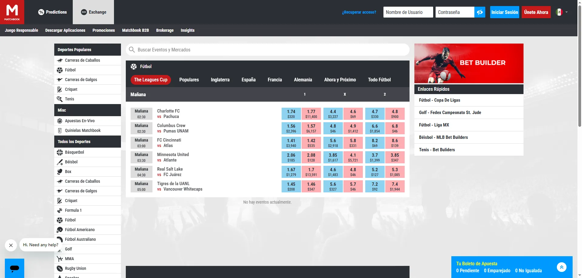 Matchbook apuestas deportivas — intercambio de apuestas en línea