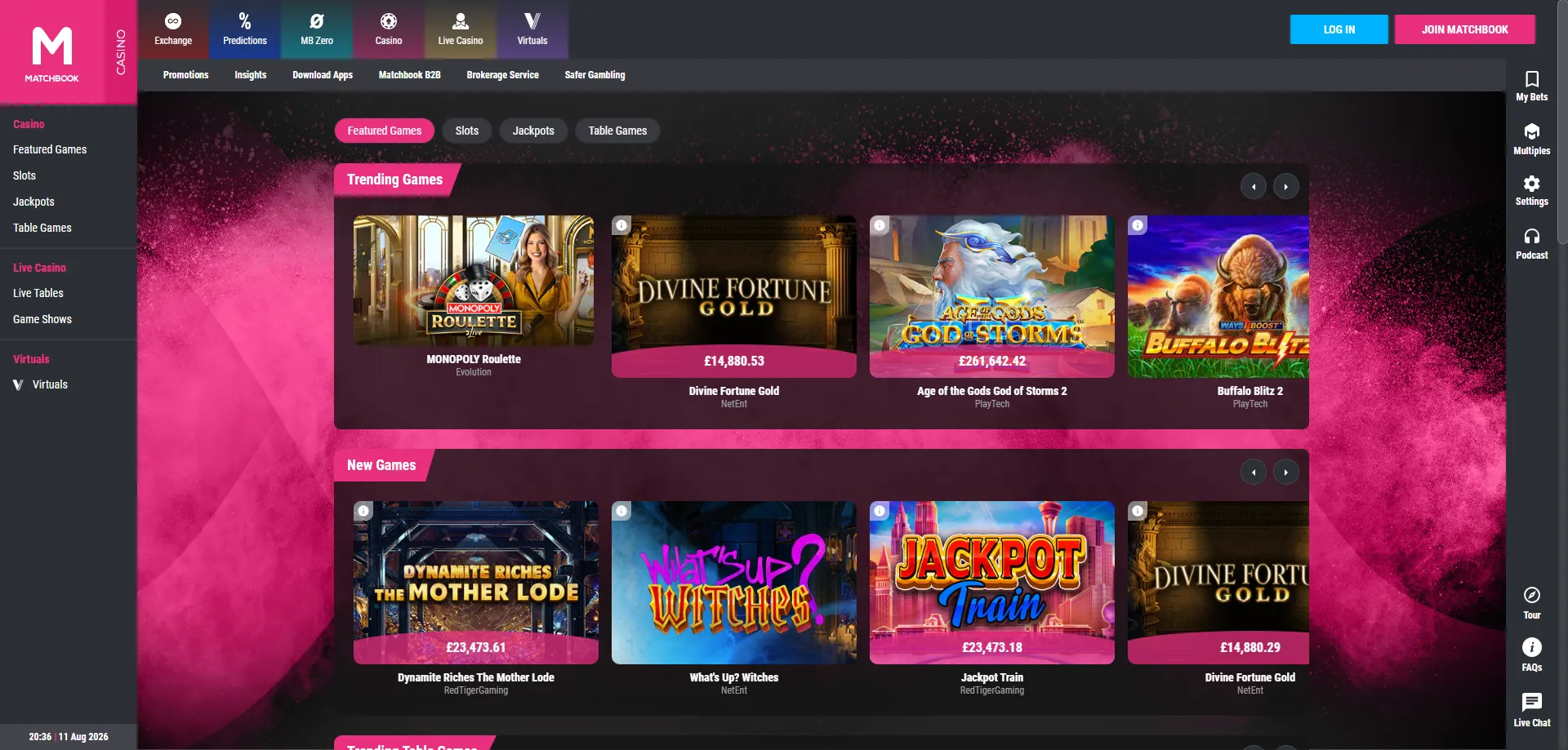 Tragamonedas en línea en Matchbook Casino — mejores títulos disponibles